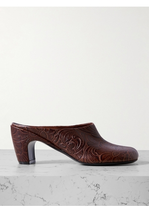 Dries Van Noten - Embossed Leather Mules - Brown - IT35,IT36,IT37,IT38,IT39,IT40,IT41
