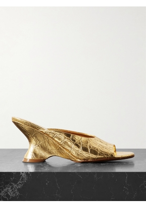 Dries Van Noten - Metallic Croc-effect Leather Mules - Gold - IT36,IT36.5,IT37,IT37.5,IT38,IT38.5,IT39,IT39.5,IT40,IT40.5,IT41