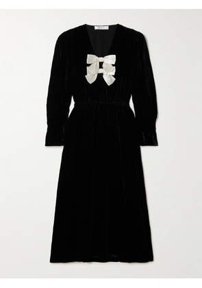 Sea - Seraphine Satin-trimmed Velvet Midi Dress - Black - x small,small,medium,large,x large