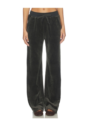 Bobi Rib Mix Wide Leg Pant in Dark Green. Size L. Also in M, S, XL, XS.