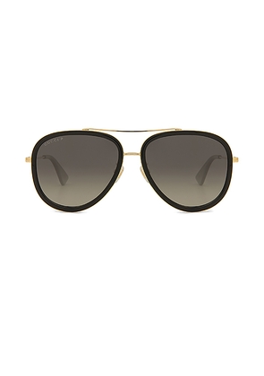 Gucci Web Block Pilot Sunglasses in Black.