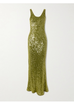 Galvan - Moonlight Valletta Sequined Crepe De Chine Gown - Green - FR 34,FR 36,FR 38,FR 40,FR 42,FR 44