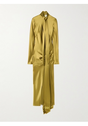 Galvan - Emilie Tie-detailed Satin Gown - Green - FR 34,FR 36,FR 38,FR 40,FR 42