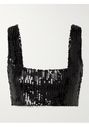 Galvan - Beating Heart Cropped Sequined Tulle Top - Black - FR 34,FR 36,FR 38,FR 40,FR 42,FR 44