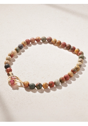 Marla Aaron - Stoned Chubby Droplock 14-karat Gold, Jasper And Tourmaline Necklace - One size