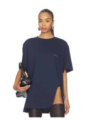 THE ATTICO Boxy Tee in Navy. Size 36. Also in 38, 40, 42, 44.