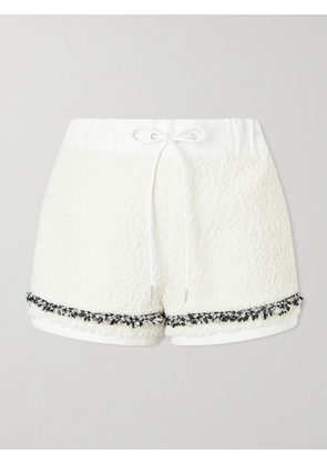 Sacai - Canvas-trimmed Bouclé-tweed Shorts - Off-white - 1,2,3,4
