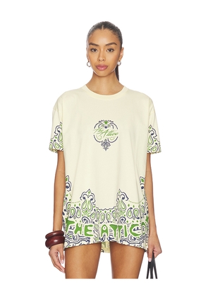 THE ATTICO Graphic Tee in Beige,Green. Size 36. Also in 38, 40, 42, 44.