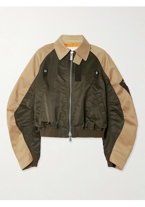 Sacai - Oversized Cotton-canvas And Shell Bomber Jacket - Green - 1,2,3,4