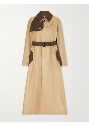 Sacai - Belted Two-tone Cotton-blend Gabardine Trench Coat - Neutrals - 1,2,3,4