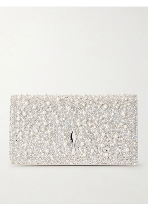 Christian Louboutin - Bettina Embellished Metallic Leather Clutch - Silver - One size