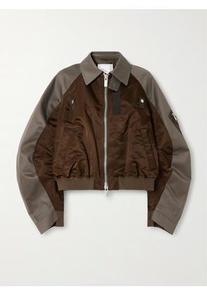 Sacai - Cotton-canvas And Shell Bomber Jacket - Brown - 1,2,3,4