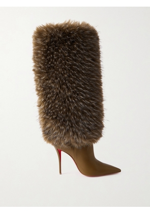 Christian Louboutin - Yangzee 100 Plush And Leather Knee Boots - Green - IT36,IT36.5,IT37,IT37.5,IT38,IT38.5,IT39,IT39.5,IT40,IT40.5,IT41,IT41.5,IT42