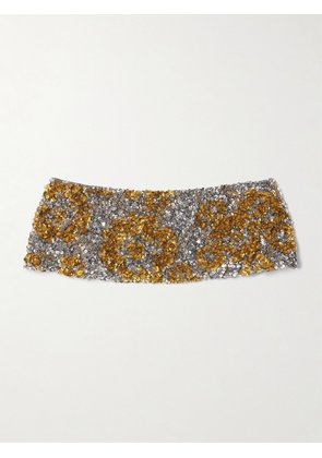 Dries Van Noten - Embellished Tulle And Satin Belt - Silver - small,medium,large