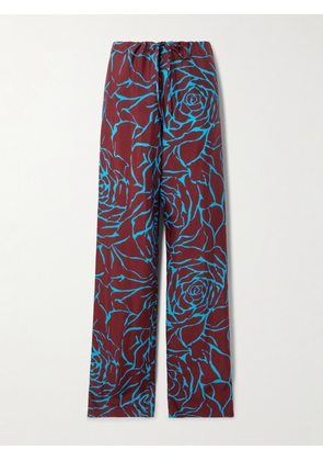 Dries Van Noten - Floral-print Crepe Straight-leg Pants - Burgundy - FR 34,FR 36,FR 38,FR 40,FR 42,FR 44