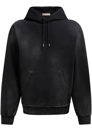 Marni bleached-effect cotton hoodie - Black