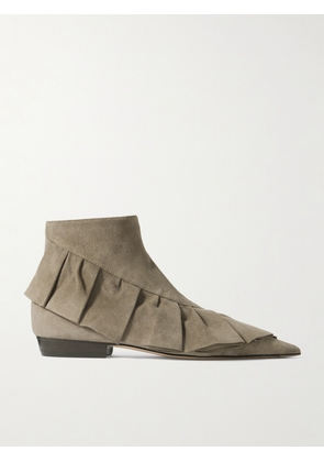 JW Anderson - Ruffled Suede Ankle Boots - Gray - IT36,IT37,IT38,IT39,IT40,IT41,IT42