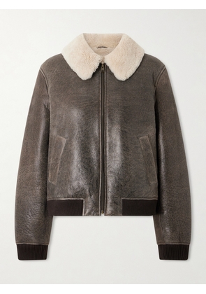 FRAME - The Shrunken Cropped Shearling Jacket - Brown - x small,small,medium,large