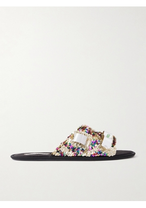 JW Anderson - Embellished Sequined Grosgrain Slides - Multi - IT35,IT36,IT37,IT38,IT39,IT40,IT41,IT42