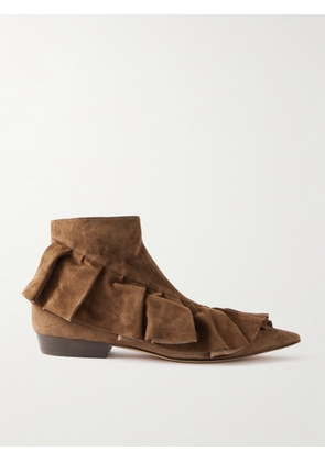 JW Anderson - Ruffled Suede Ankle Boots - Brown - IT36,IT37,IT38,IT39,IT40,IT41,IT42