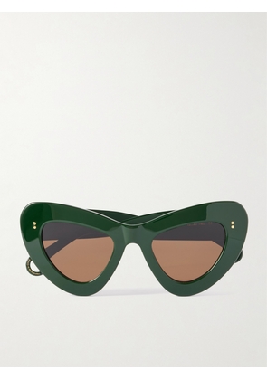 JW Anderson - Butterfly Cat-eye Acetate Sunglasses - Green - One size