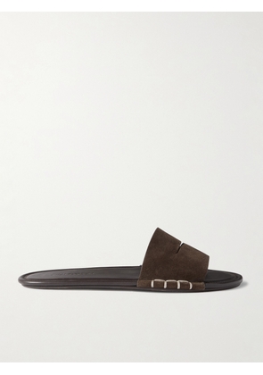 JW Anderson - Loafer Whipstitched Suede Slides - Brown - IT35,IT36,IT37,IT38,IT39,IT40,IT41,IT42