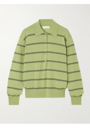 Dries Van Noten - Striped Merino Wool Polo Shirt - Green - x small,small,medium,large