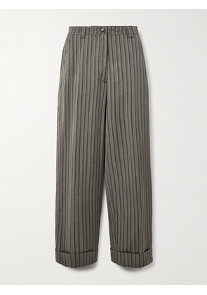 Dries Van Noten - Striped Ribbed Woven Wide-leg Pants - Gray - FR 34,FR 36,FR 38,FR 40,FR 42,FR 44
