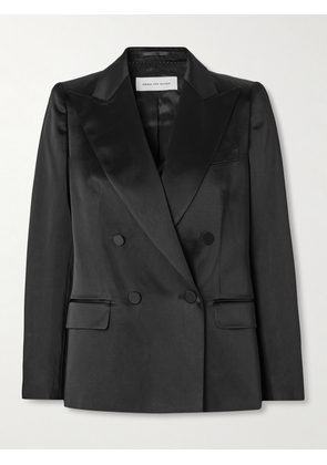 Dries Van Noten - Double-breasted Washed Cotton-blend Satin Blazer - Black - FR 34,FR 36,FR 38,FR 40,FR 42,FR 44