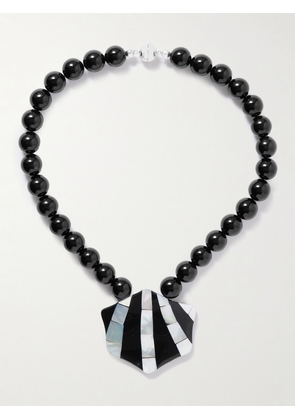 Julietta - Maris Silver-tone Onyx, Resin And Shell Necklace - Black - One size