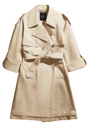 Fay double-breasted cotton trench coat - Neutrals