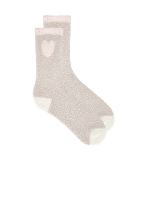 Barefoot Dreams Cozy Chic Color Block Heart Socks in Tan.