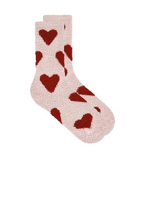 Barefoot Dreams Cozy Chic Heart Print Socks in Pink.