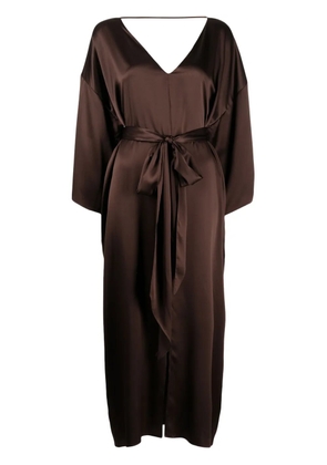 VOZ V-neck silk dress - Brown