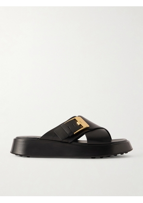 Tod's - Buckled Leather Sandals - Black - IT36,IT36.5,IT37,IT37.5,IT38,IT38.5,IT39,IT39.5,IT40,IT40.5,IT41,IT41.5