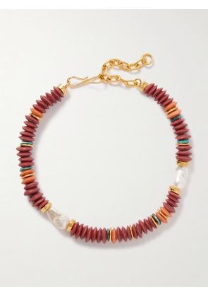 Lizzie Fortunato - Umi Gold-plated, Turquoise And Pearl Beaded Necklace - Multi - One size