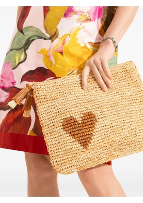 Aerin large heart-detail tassel pouch - Neutrals