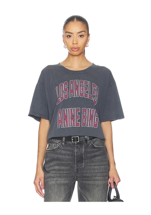 ANINE BING Johnny Cropped Tee in Charcoal. Size L. Also in M, S, XS.