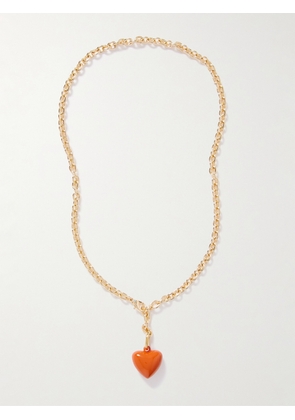 Roxanne Assoulin - The Mini Puffy Heart Gold-tone Necklace - Orange - One size