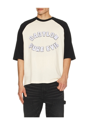 Babylon Pure Evil Raglan T-Shirt in Cream. Size L. Also in M, S, XL/1X.