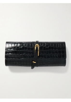 Liffner - Belted Croc-effect Leather Clutch - Black - One size