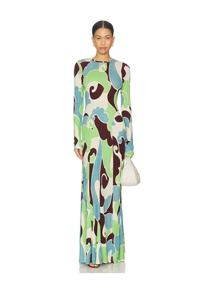 Cara Cara Mountain Maxi Dress in Green,Brown. Size L. Also in M, S, XL, XS, XXS.