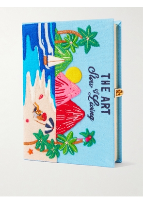 Olympia Le-Tan - + Mlle Mouns The Art Of Slow Living Embroidered Appliquéd Canvas Clutch - Blue - One size
