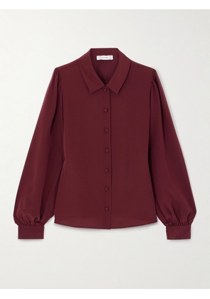 FRAME - The Staple Silk-crepe Blouse - Burgundy - x small,small,medium,large,x large