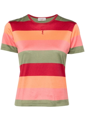 Saint Laurent Pre-Owned striped logo T-shirt - Red