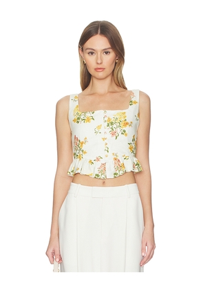 Agua by Agua Bendita Eslabon Top in Ivory,Yellow. Size L. Also in M, XL, XS.