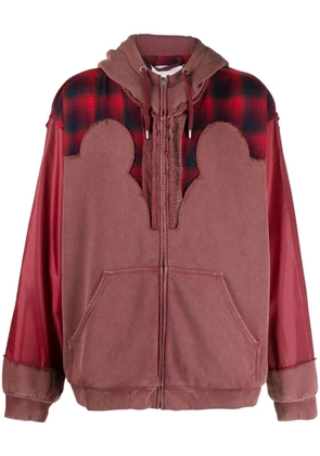 Maison Margiela x Pendleton yoke-detail zip-up hoodie - Red