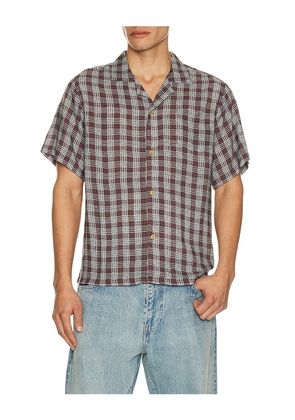 Bather Printed Camp Shirt in Burgundy. Size L. Also in M, S, XL/1X.