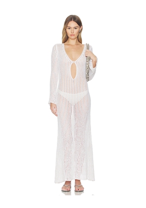 ASTA RESORT Fernanda Crochet Dress in White. Size L. Also in XS, S, M, XL.
