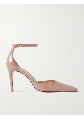 Stuart Weitzman - Stuart Power Strap Patent-leather Pumps - Neutrals - US6,US7,US7.5,US8,US8.5,US9,US9.5,US10,US10.5,US11,US12
